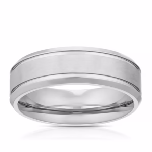 The Contrast Line Ring - Handcrafted Sterling Silver with Matte and Polished Finish