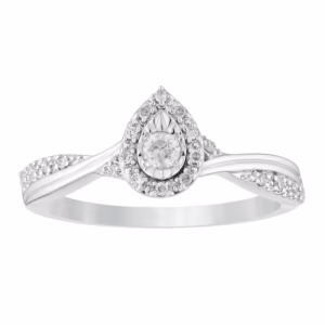The Custom Pear Halo Ring (0.15ct Look) - Handcrafted Silver Illusion Set