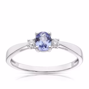 The Custom Tanzanite Look Ring with Diamond Accents - Handcrafted Sterling Silver