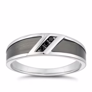 The Contemporary Black Diamond Look Ring - Handcrafted Sterling Silver with Striking Detail