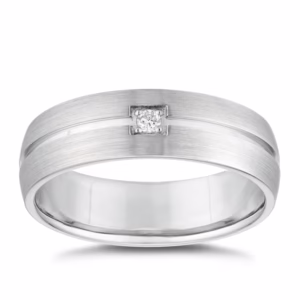 The Solitaire Grooved Band - Handcrafted Sterling Silver with Diamond Look Accent