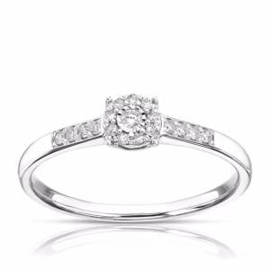 The Dazzling Cluster Solitaire (0.10ct Look) - Handcrafted Silver Illusion Set