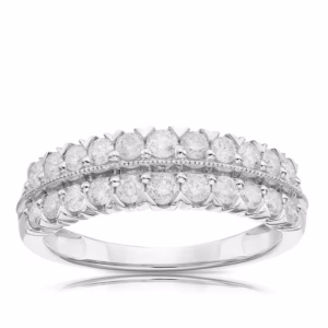 The Double Row Pavé Ring (0.66ct Look) - Handcrafted Sterling Silver for Sophistication