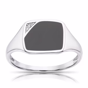 The Statement Onyx Signet Ring - Handcrafted Sterling Silver with Diamond Look Accent