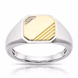 The Two-Tone Statement Signet Ring - Handcrafted Sterling Silver with Gold Plating