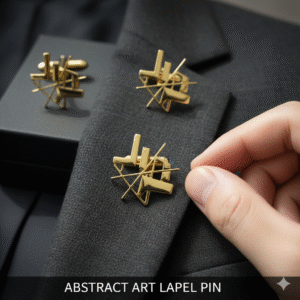 The Abstract Cubist Lapel Pin - Gold Finish Art Piece
