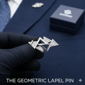 The Geometric Lapel Pin - Handcrafted Sterling Silver with Diamond Look Detail